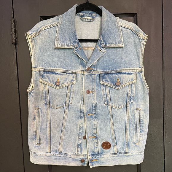 Gucci Distressed Denim Vest sz 46